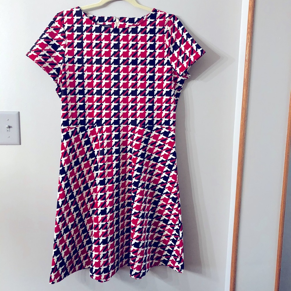NWOT Talbots Red/Black Houndstooth Print Dress